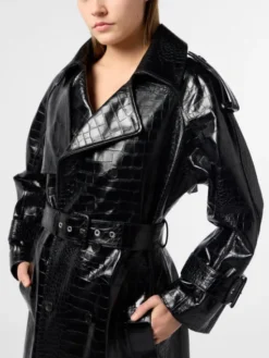 PHILIPP PLEIN Trencz 29066 Czarny Fitted Fit
