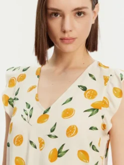 Pieces Bluzka Nya 17147804 Écru Regular Fit