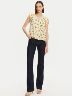 Pieces Bluzka Nya 17147804 Écru Regular Fit