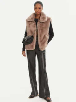PINKO Bezrękawnik Deyn Gilet 105107 A2WN D01 Beżowy Regular Fit