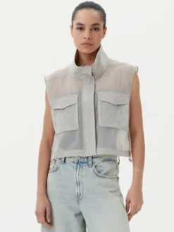 PINKO Kamizelka 104852 A2EK Szary Regular Fit