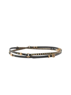 PINKO Pasek H1 DOUBLE BELT+EMBELLISHMENTS. Czarny