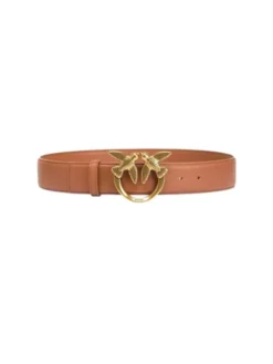 PINKO Pasek LOVE BERRY H4 BELT VITELLO SETA Brązowy