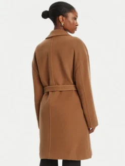 PINKO Płaszcz wełniany 105685 A2SM Brązowy Regular Fit