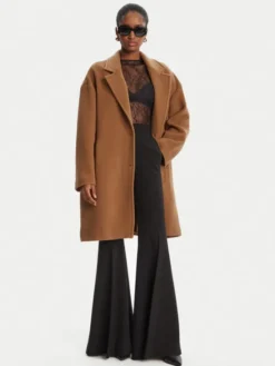 PINKO Płaszcz wełniany 105685 A2SM Brązowy Regular Fit