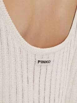 PINKO Sukienka dzianinowa 105301 A2N7 Écru Regular Fit