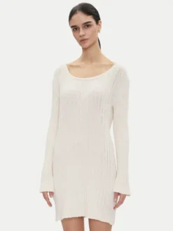 PINKO Sukienka dzianinowa 105301 A2N7 Écru Regular Fit