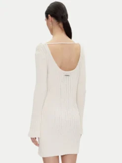 PINKO Sukienka dzianinowa 105301 A2N7 Écru Regular Fit