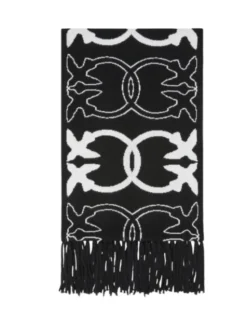 PINKO Szalik Svezia sciarpa jacquard logo Czarny