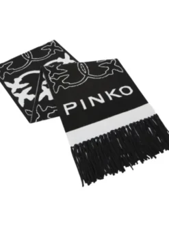 PINKO Szalik Svezia sciarpa jacquard logo Czarny