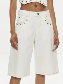 PINKO Szorty jeansowe Xmen 103626 A1VD Biały Regular Fit