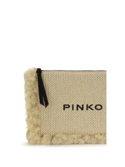 PINKO Torebka Beige Polypropylene Clutch Beżowy