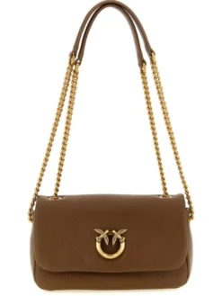 PINKO Torebka Brown Lamb Leather Shoulder Brązowy