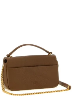 PINKO Torebka Brown Lamb Leather Shoulder Brązowy
