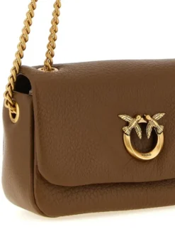 PINKO Torebka Brown Lamb Leather Shoulder Brązowy