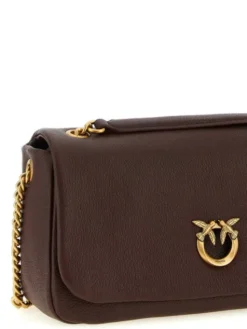 PINKO Torebka Brown Lamb Leather Shoulder Brązowy