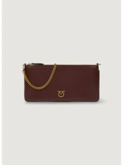 PINKO Torebka NEW HORIZONTAL FLAT VITELLO SE Bordowy