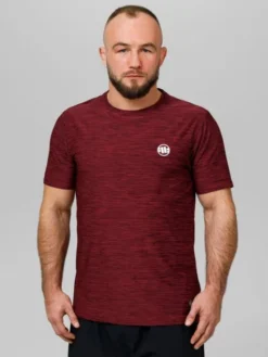 PITBULL Koszulka techniczna Casual Sport Small Logo Bordowy Regular Fit
