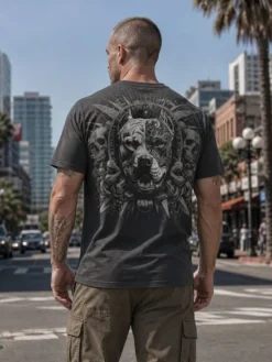 PITBULL T-Shirt PITBULL WORLD Szary Regular Fit