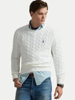 Polo Ralph Lauren Sweter 710775885033 Biały Regular Fit