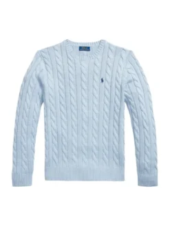 Polo Ralph Lauren Sweter Cable 710775885545 Niebieski jasny Regular Fit