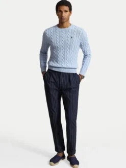 Polo Ralph Lauren Sweter Cable 710775885545 Niebieski jasny Regular Fit