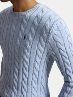 Polo Ralph Lauren Sweter Cable 710775885545 Niebieski jasny Regular Fit