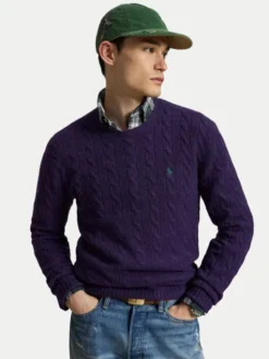 Polo Ralph Lauren Sweter 710876762505 Fioletowy Regular Fit