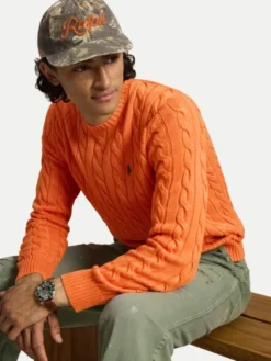 Polo Ralph Lauren Sweter 710775885551 Pomarańczowy Regular Fit