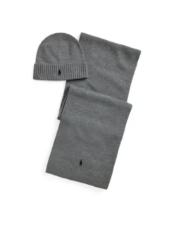 Polo Ralph Lauren Zestaw szalik i czapka 710951146004 Szary ciemny