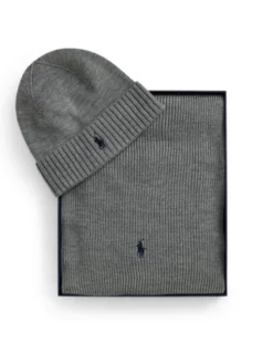 Polo Ralph Lauren Zestaw szalik i czapka 710951146004 Szary ciemny