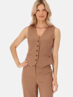Potis & Verso Kamizelka Selma Brązowy Regular Fit