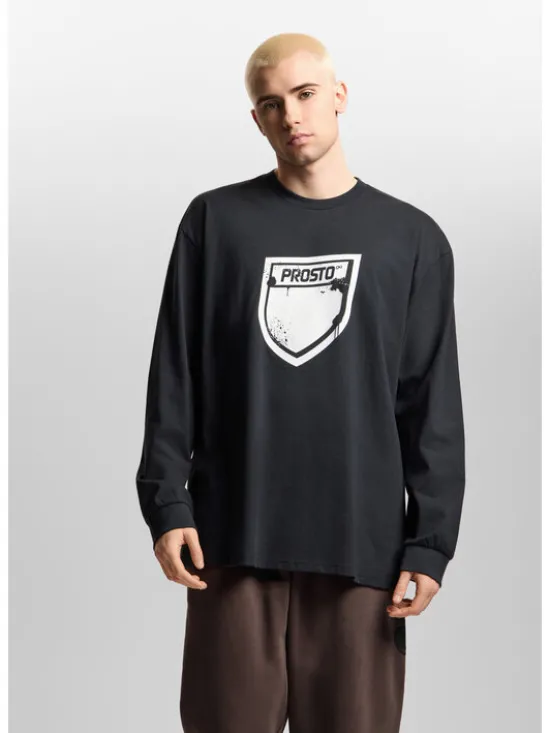 PROSTO. Longsleeve Splash Shield Czarny Regular Fit