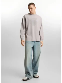 PROSTO. Longsleeve Splash Shield Szary Regular Fit