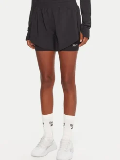 Reebok Szorty sportowe RK25186CCW Czarny Slim Fit