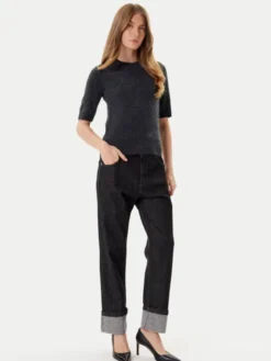 Rinascimento Jeansy CFC0125150003 Czarny Loose Fit