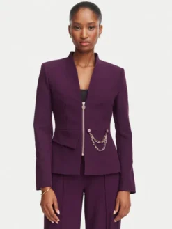 Rinascimento Marynarka CFC0130160003 Bordowy Slim Fit