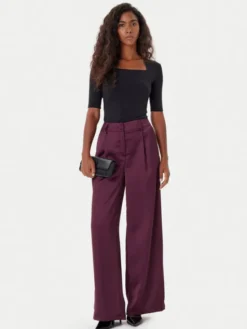 Rinascimento Spodnie palazzo CFC0124993003 Bordowy Wide Leg