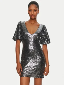 Rinascimento Sukienka koktajlowa CFC0019737002 Srebrny Regular Fit