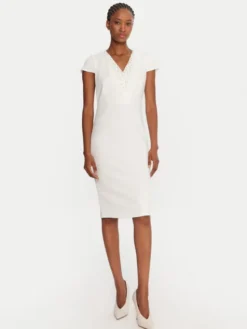 Rinascimento Sukienka koktajlowa CFC0125515003 Biały Slim Fit