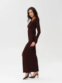 Roco Fashion Sukienka wieczorowa Eloria Brązowy Slim Fit