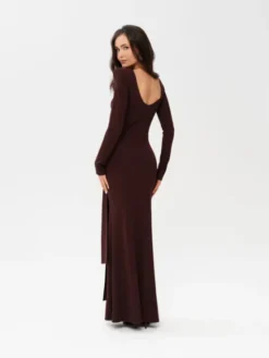 Roco Fashion Sukienka wieczorowa Serenya Brązowy Slim Fit