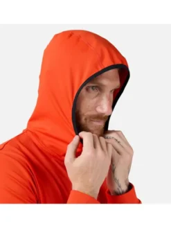 Rossignol Bluza techniczna Mid Layer Stretch Hoodie Pomarańczowy Regular Fit
