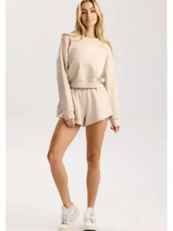 ROUGH RADICAL Bluza COTTON ACTIVE CROP WOMEN Beżowy Regular Fit