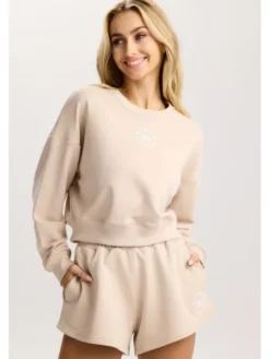 ROUGH RADICAL Bluza COTTON ACTIVE CROP WOMEN Beżowy Regular Fit