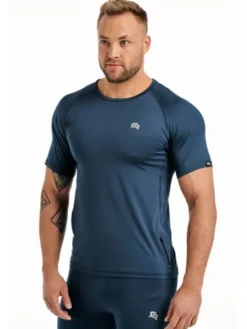 ROUGH RADICAL Koszulka techniczna VITAL ZIP Niebieski Slim Fit