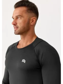 ROUGH RADICAL Koszulka techniczna VITAL ZIP LS Czarny Slim Fit
