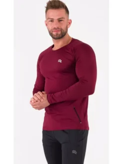 ROUGH RADICAL Koszulka techniczna VITAL ZIP LS Bordowy Slim Fit