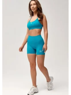 ROUGH RADICAL Szorty sportowe SEAMLESS GLOW SHORTS Turkusowy Slim Fit