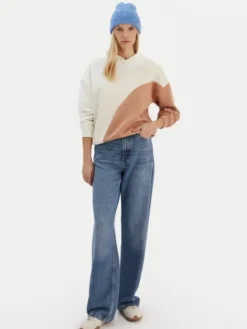 Roxy Bluza ERJFT04868 Beżowy Relaxed Fit